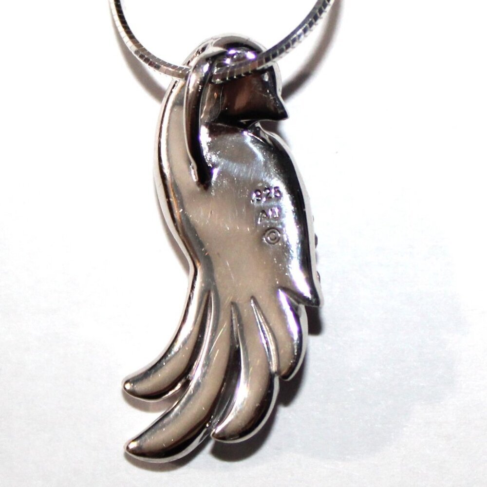 Sterling Silver Crystal Paste Bird Necklace 8 Grams - Picture 2 of 7